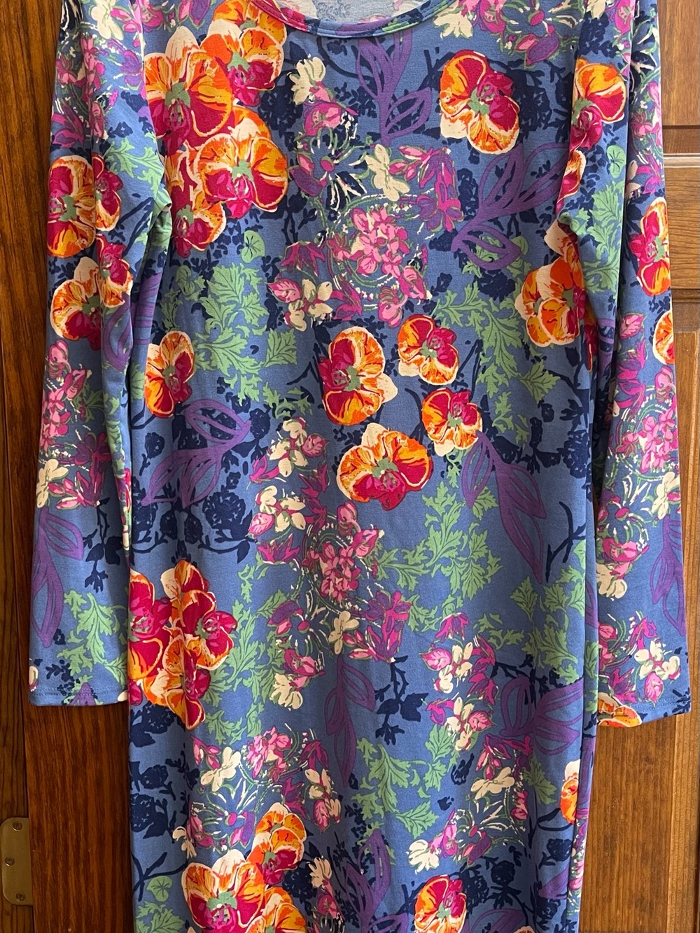 LuLaRoe Long Sleeve Floral Dress in Blue, Orange, Pink, Green